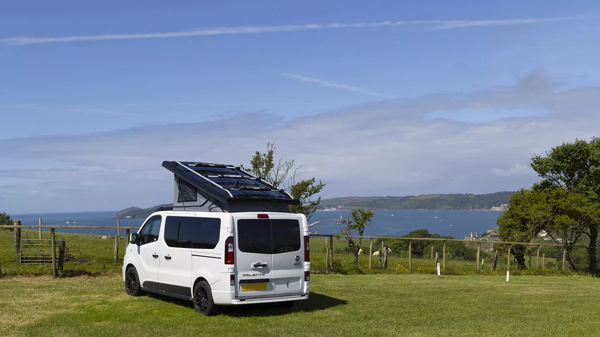 Campervan on a sea view pitch