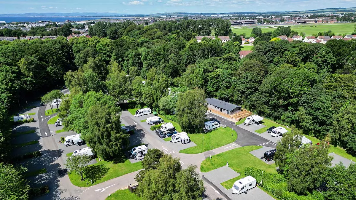 Aerial view of the campsite