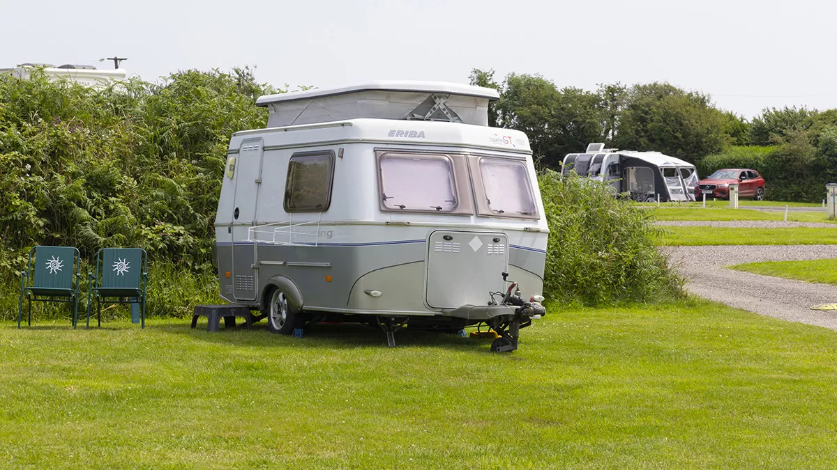 An Eriba pitched on a grass touring pitch