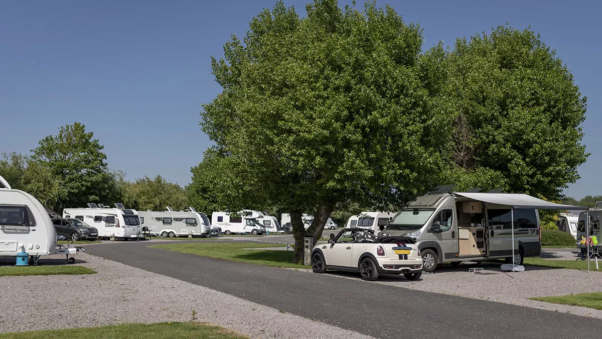 Overview of  electric hardstanding touring pitches