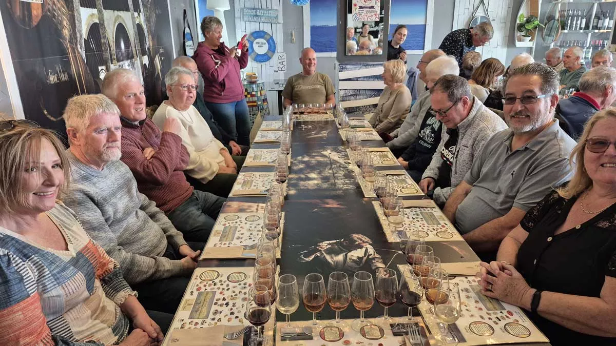 holidaymakers enjoying some sherry tasting