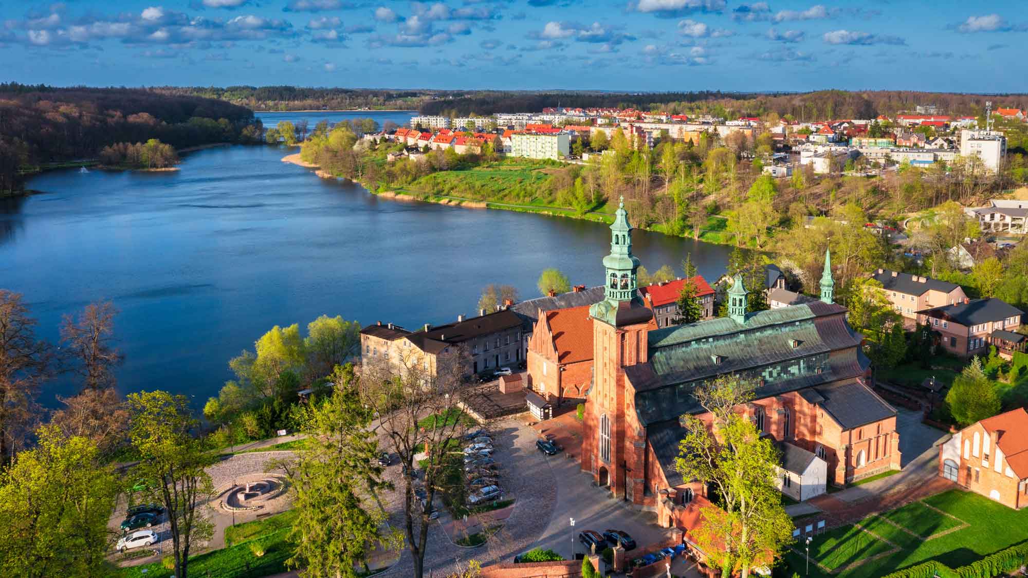 town of Kartuzy by the side of a lake