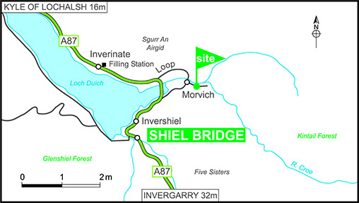 Map showing campsite location