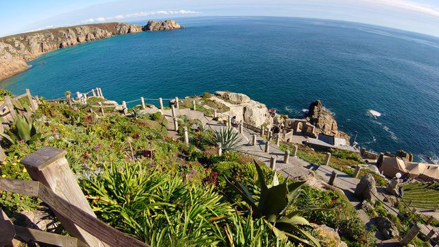 Panoramic view of Porthcurno beach, Cornwall