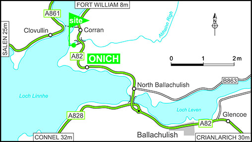 Map showing campsite location