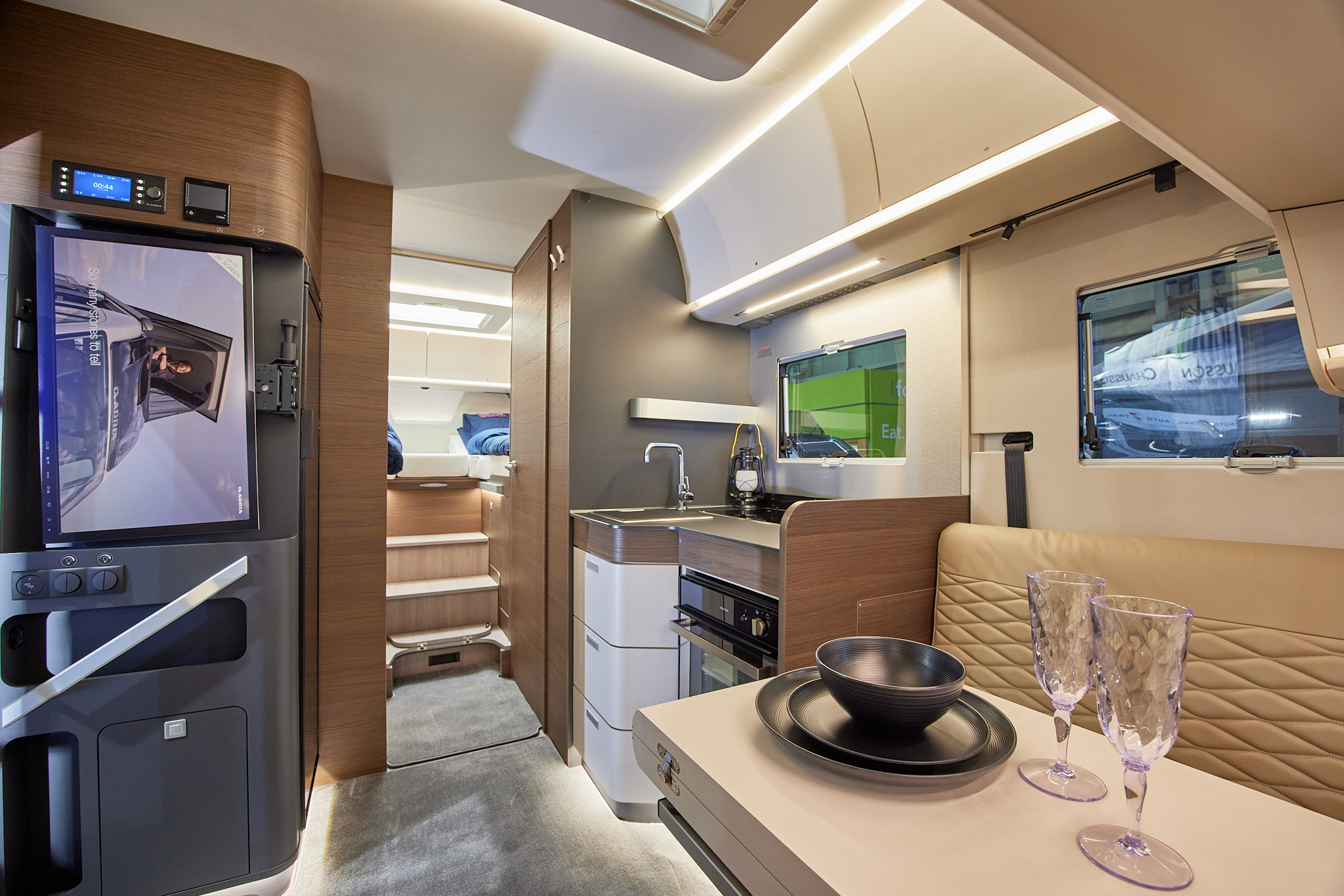 A Class interior, wood, beige furnishings