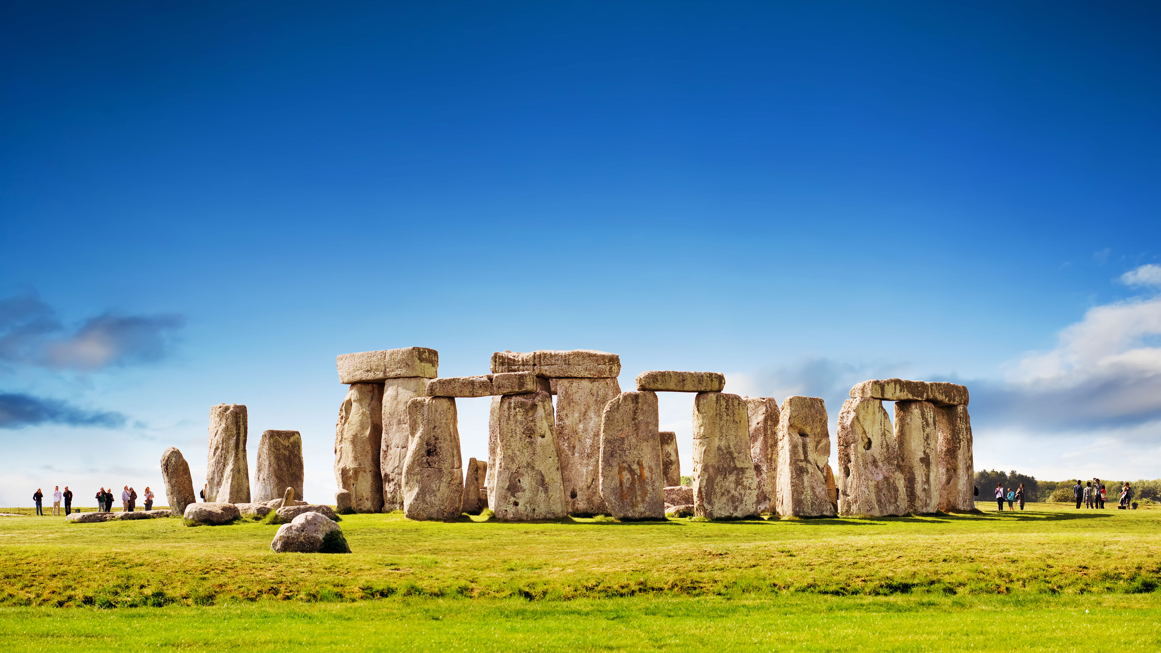 Tourists gathered at Stonehenge, a prehistoric megalithic structure on the Salisbury Plan in Wiltshire.