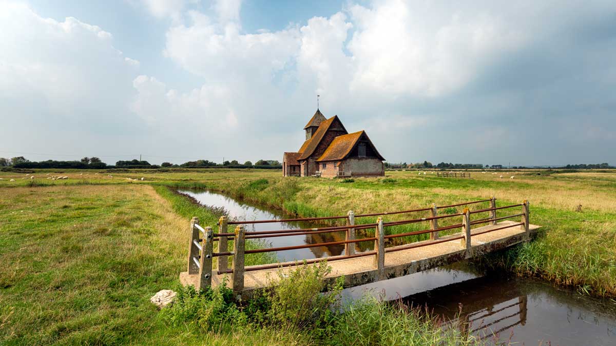 The church at Fairfield on Romney Marsh in the Kent countryside