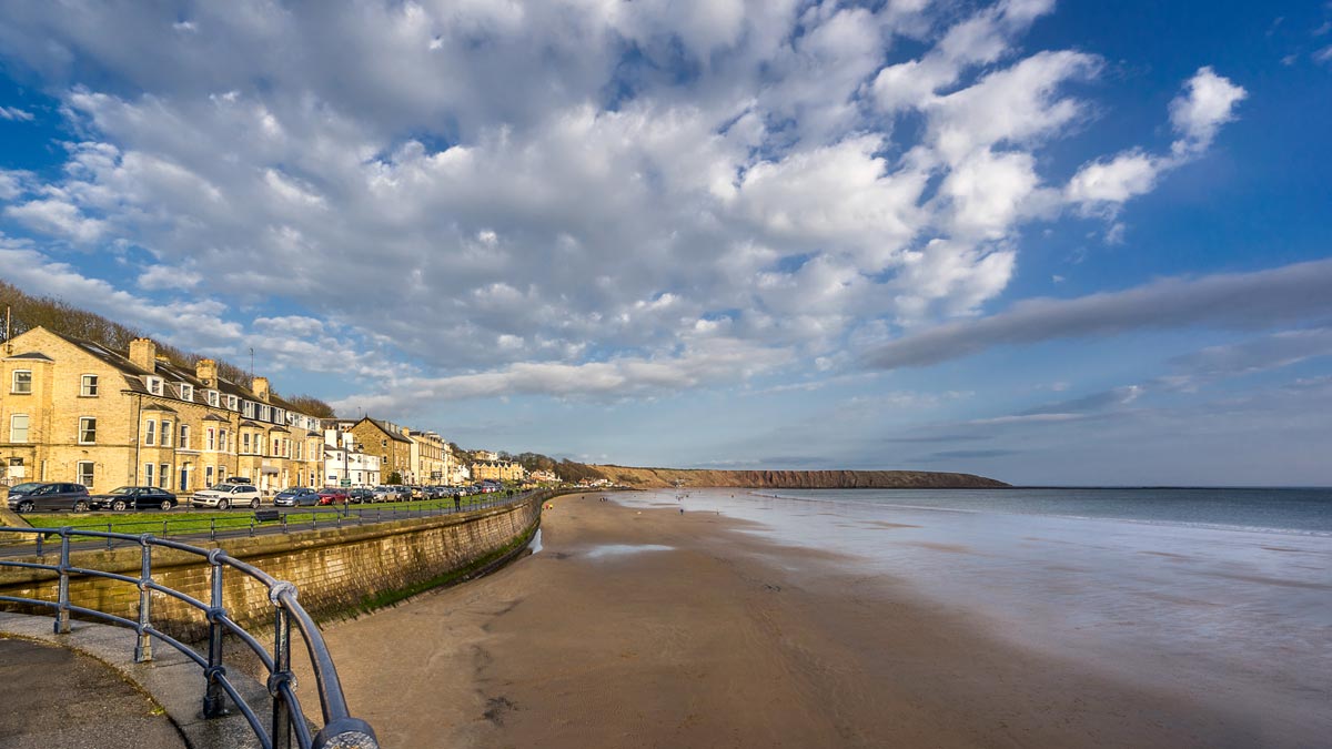 row of houses on the seafront at Filey beach