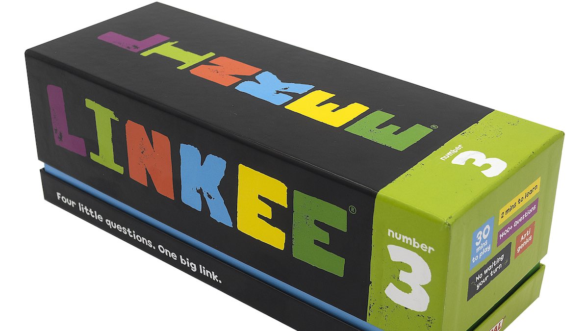 Colourful box containing the Linkee board game