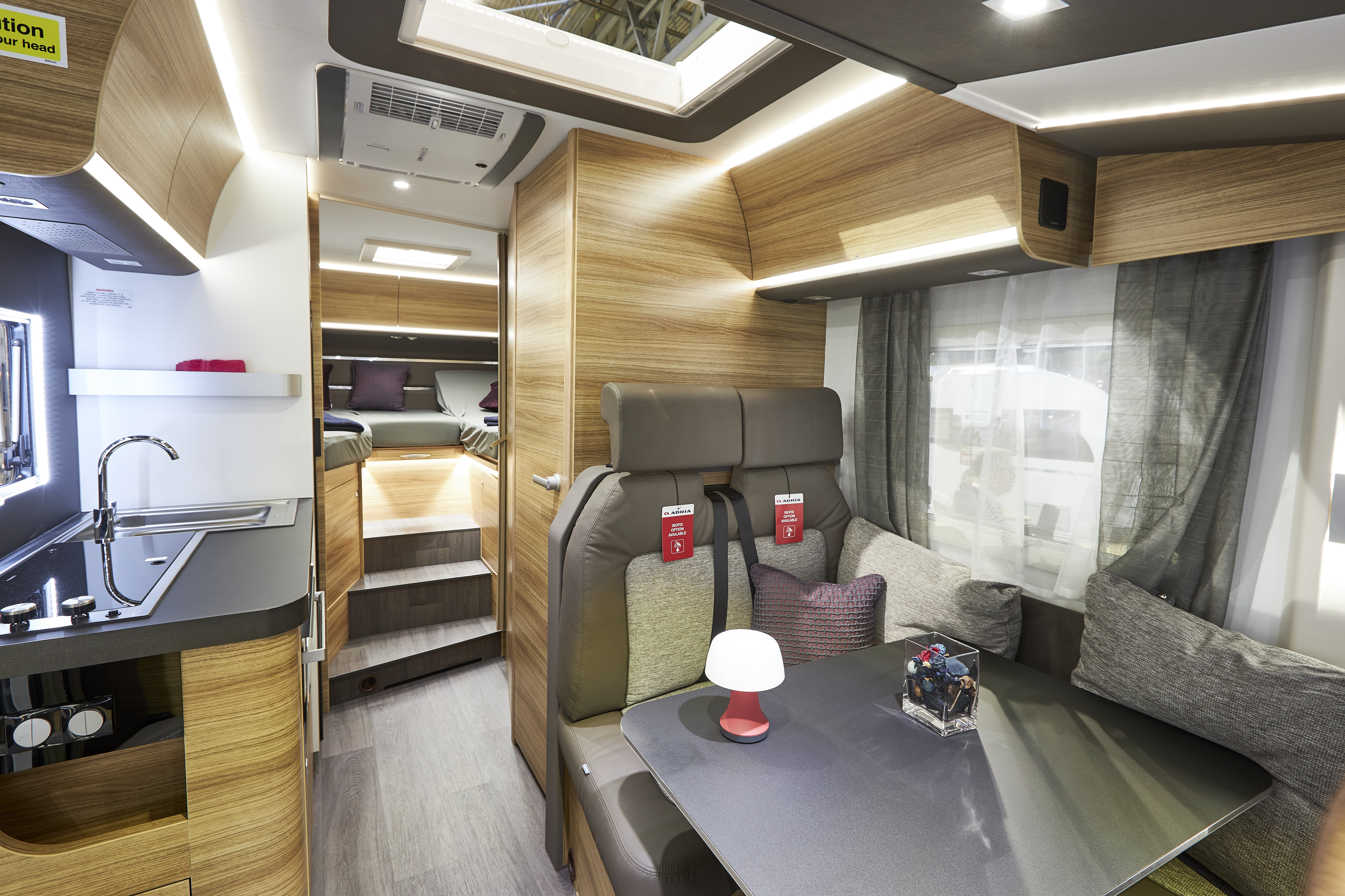 Grey/lime upholstery, wooden furniture, grey table