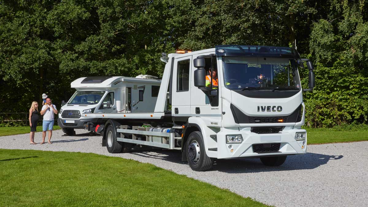 motorhome being recovered by Mayday UK