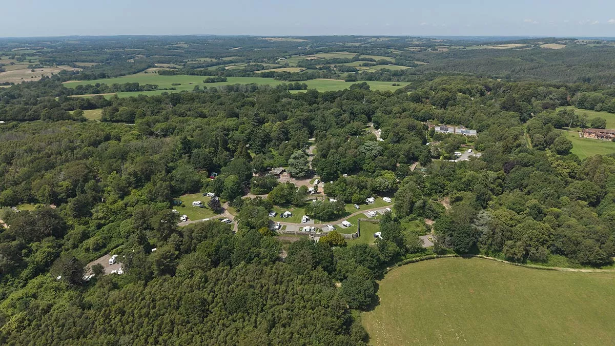 Aerial view of Battle Normanhurst Court Club Campsite