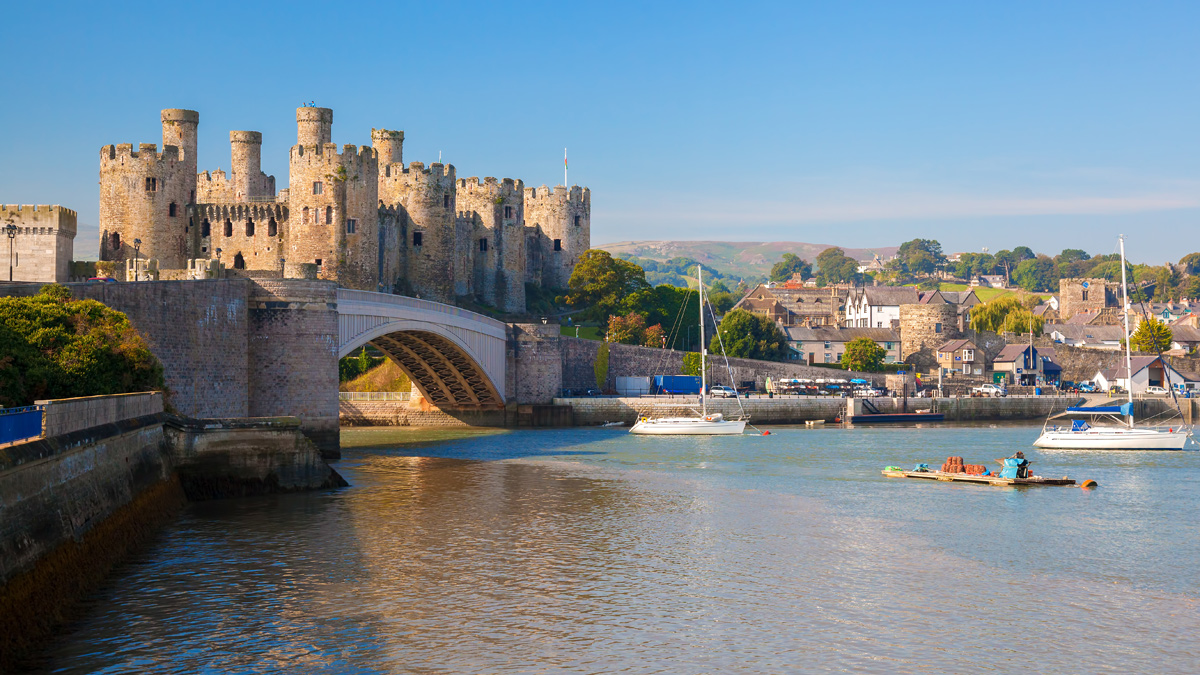 Medieval castle in Conwy near Snowdonia National Park in Wales.
