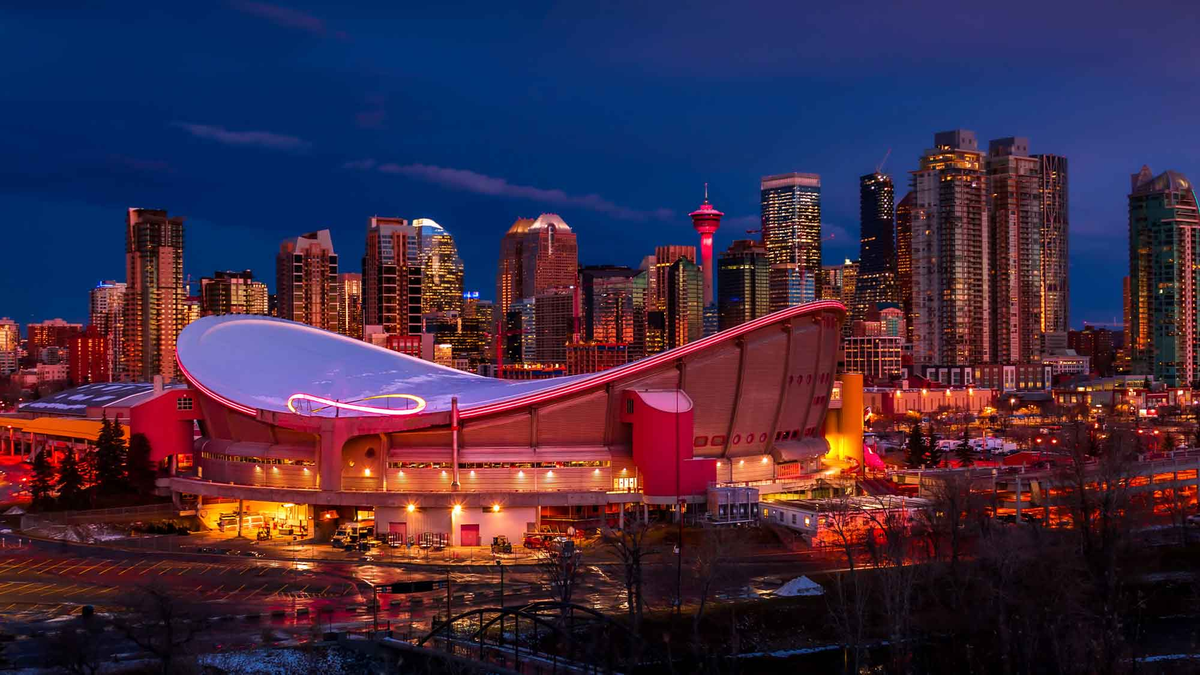 Calgary lit up at night