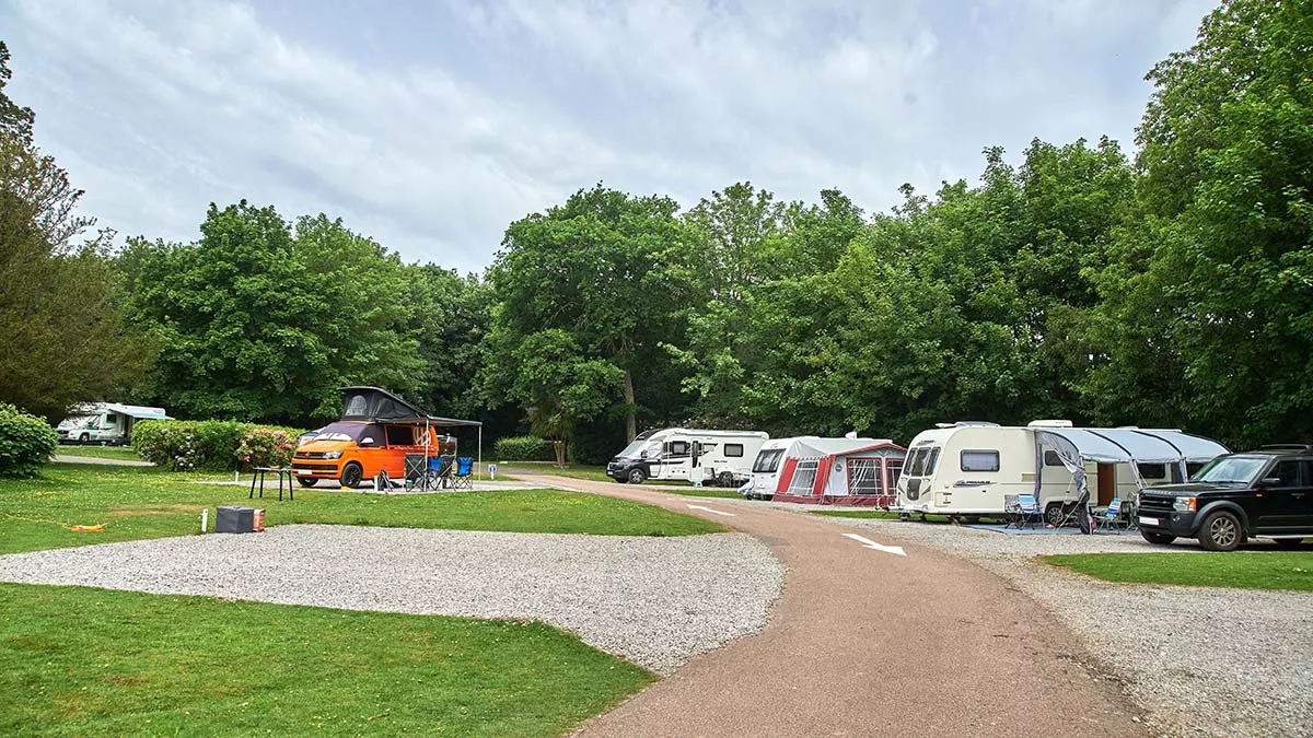 Campsite landscape - hardstanding with awning pitches